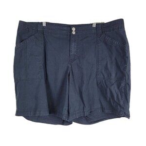 Lane Bryant Sz 22 Black Khaki Shorts 2 Button Closure High Rise Pockets Casual